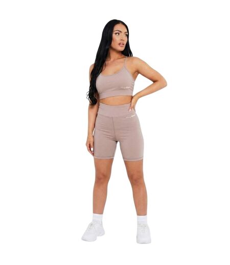Womens/ladies Ruched Cycling Shorts Mocha Missy Empire