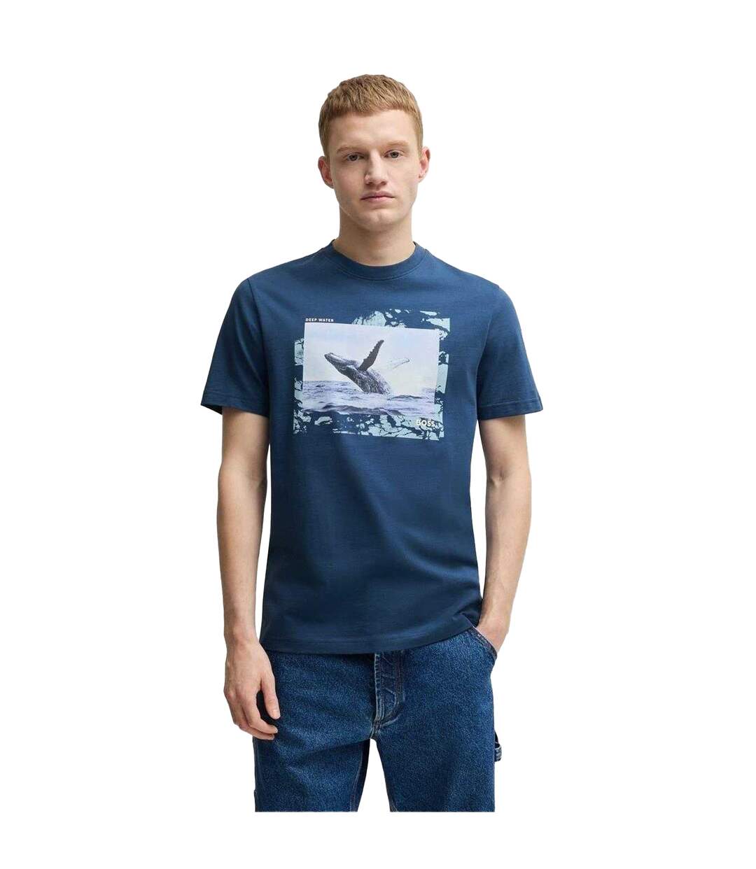 T-shirt Motif/style Baleine Homme Bleu Marine Boss-4