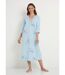 Chemise de nuit mi longue coton brodé manches 3/4-1