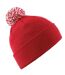 Adultes Bonnet Unisexe Snowstar Rouge Blanc Beechfield-1