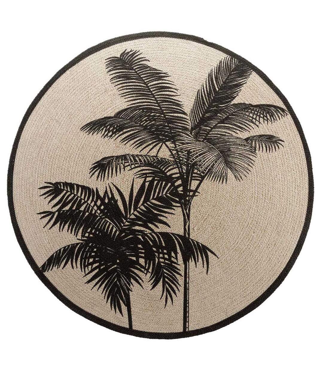 Tapis Rond Imprimé Tropic Nature 120cm Naturel-1