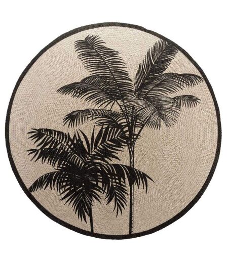 Tapis Rond Imprimé Tropic Nature 120cm Naturel