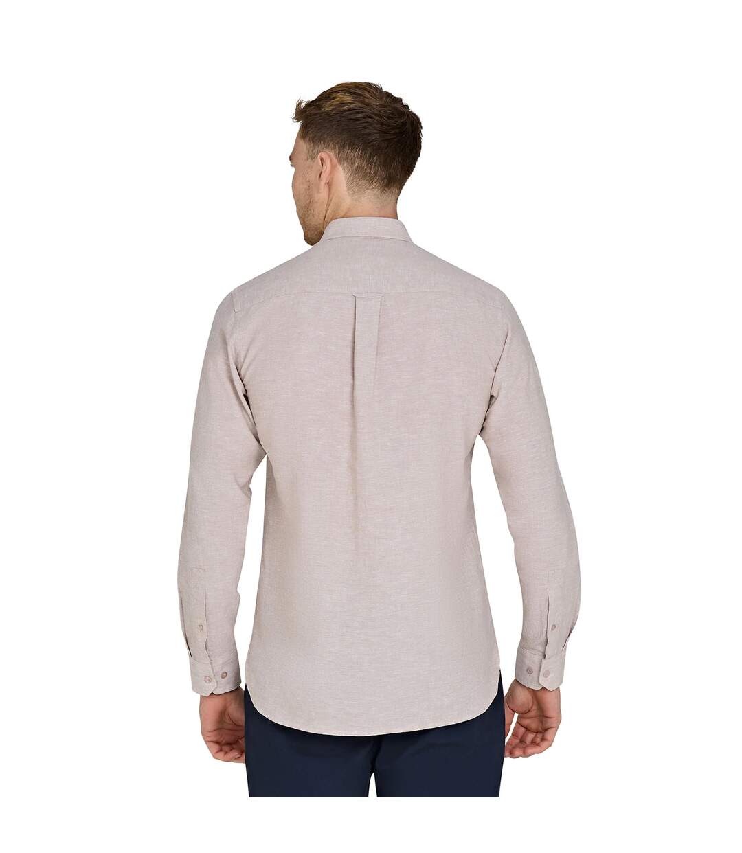 Mens Classic Linen Long-sleeved Shirt Tan Raging Bull-3