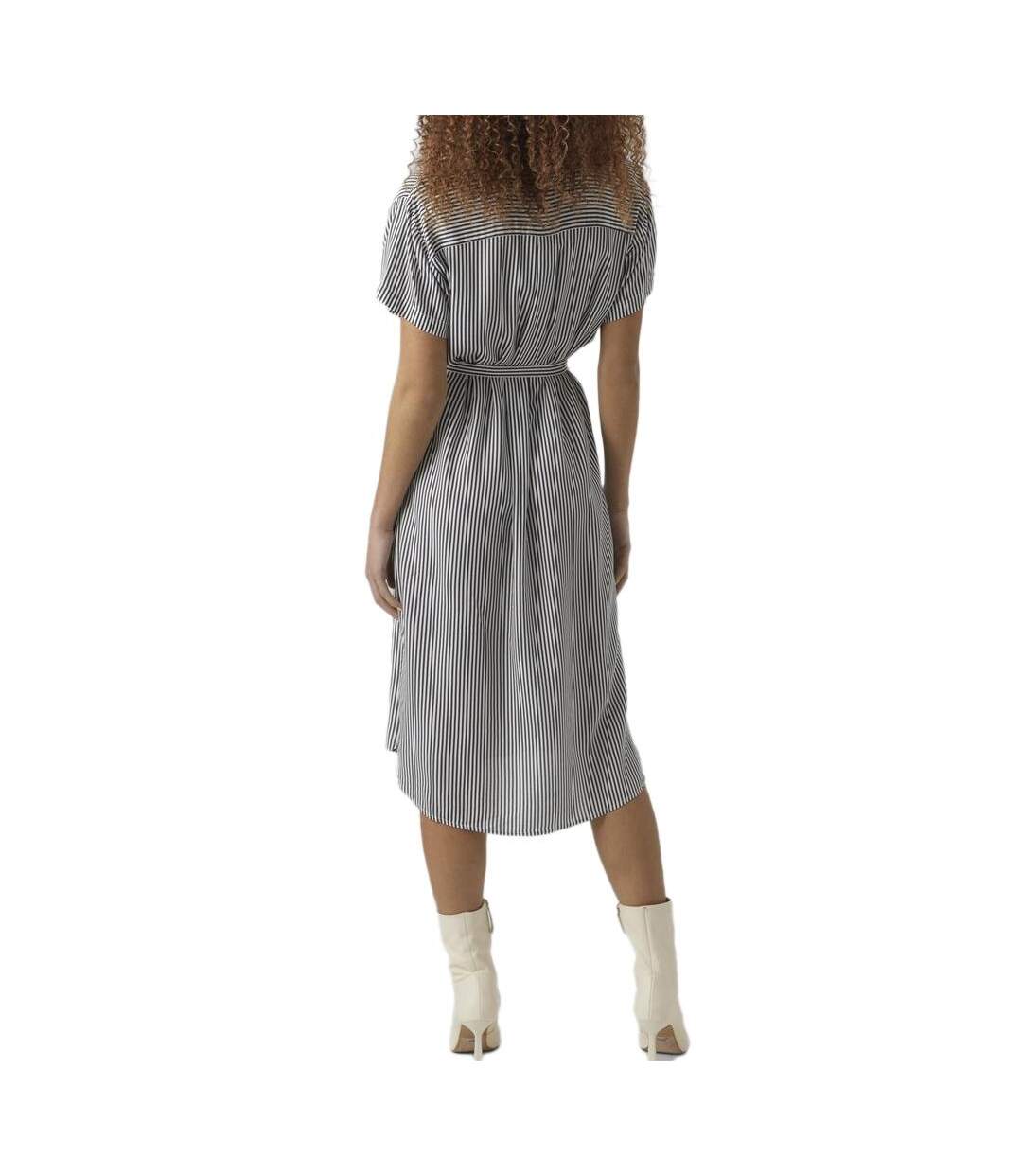 Robe à marine/blanc femme vero moda bumpy - m-2