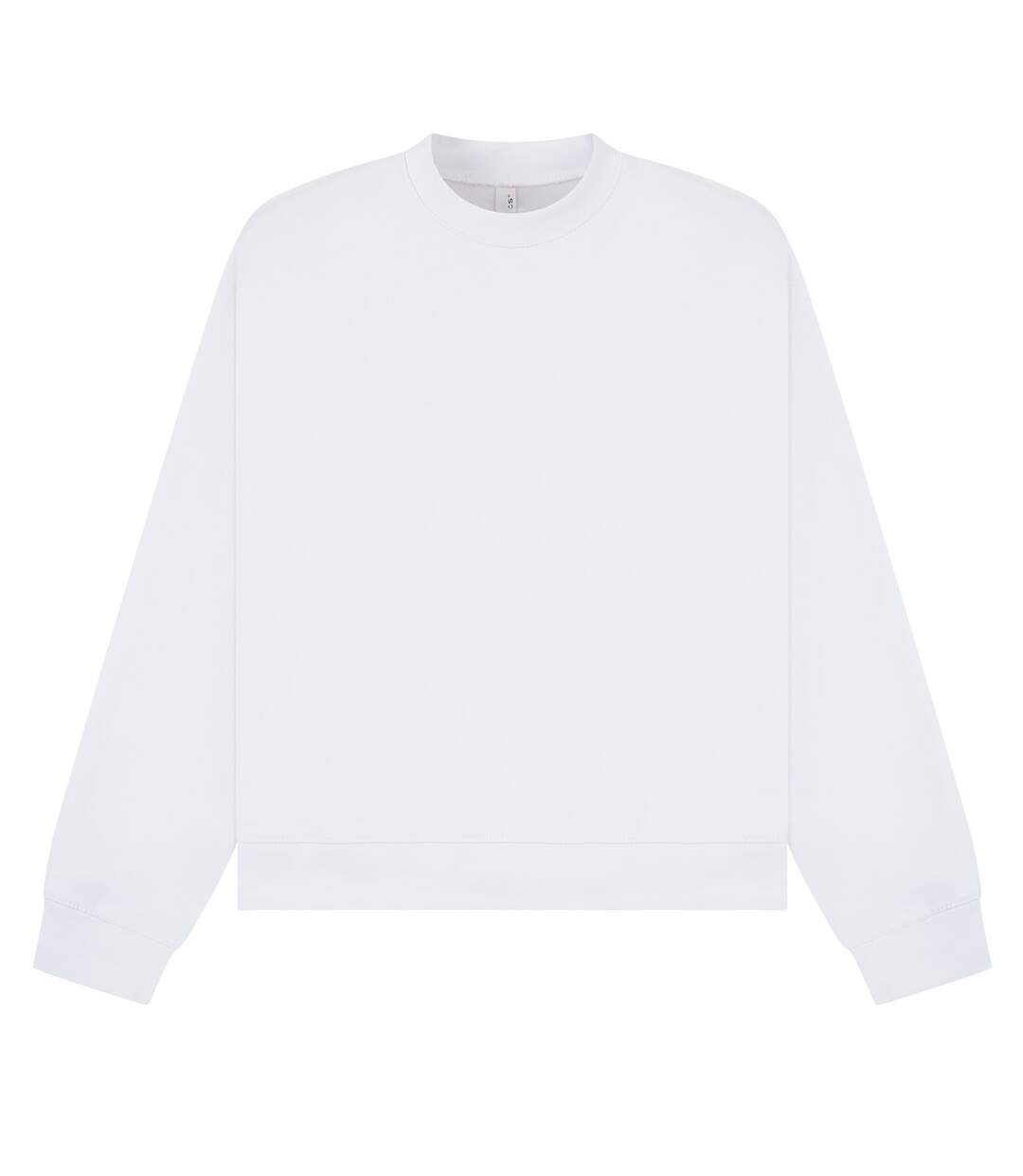 Unisex Adult Premium Combed Cotton Extended Neckline Boxy Oversized Sweatshirt White Casual Classics-1