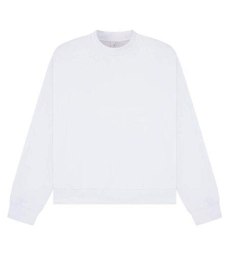 Unisex Adult Premium Combed Cotton Extended Neckline Boxy Oversized Sweatshirt White Casual Classics