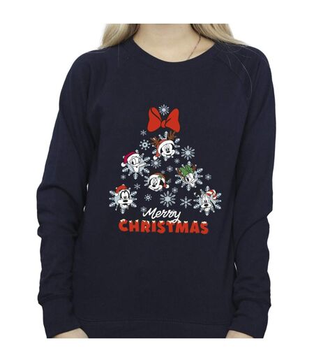 Disney Sweatshirt Womens/Ladies Mickey Mouse And Friends Christmas Tree (Bleu marine) - UTBI29363