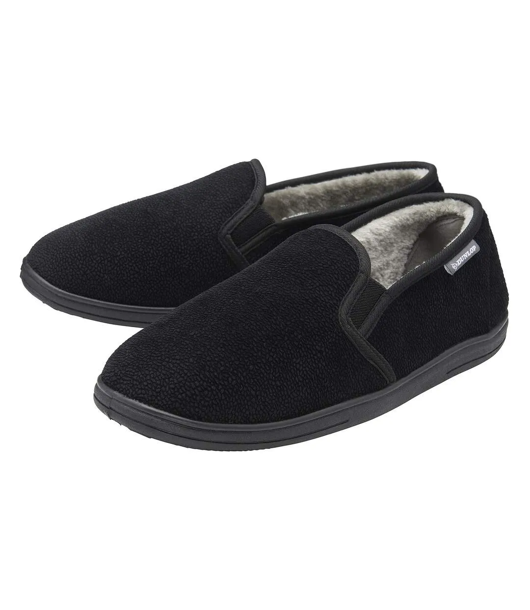 Mens Textured Full Slippers Black Closed Back Cushioned UK 6-13-1