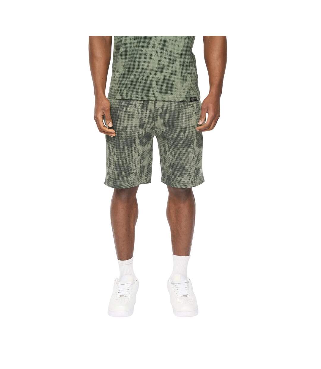 Mens Bardon Camo Sweat Shorts Olive Camo Crosshatch-2