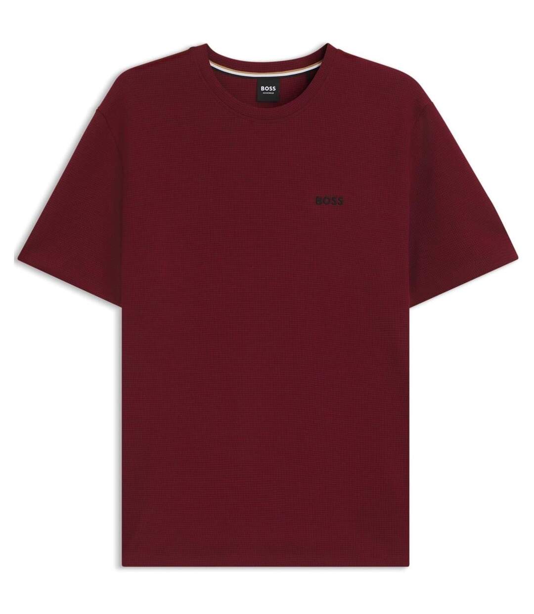 Mens Waffle Knit Pyjama Top Dark Red Boss-1