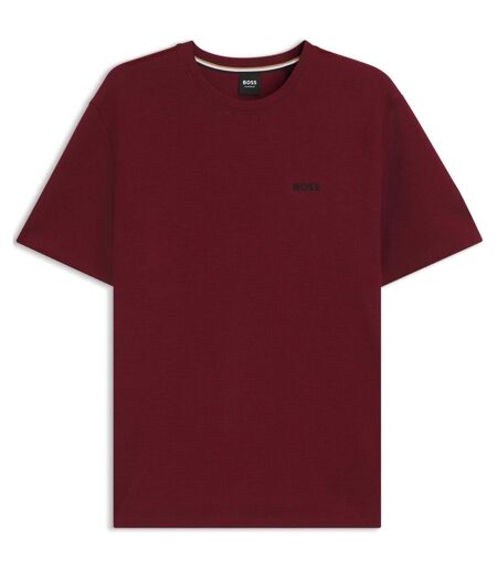 Mens Waffle Knit Pyjama Top Dark Red Boss