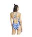 Womens/ladies All Over Logo One Piece Swimsuit Blue Adidas-3