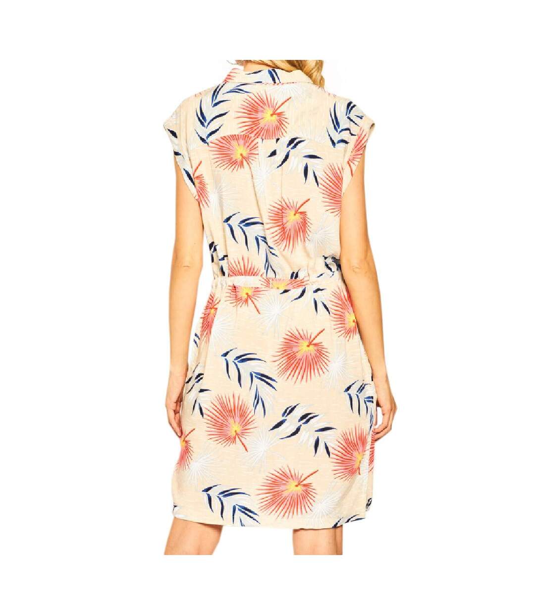 Robe Chemise Beige à fleurs Femme LEE Tropical - XS-2