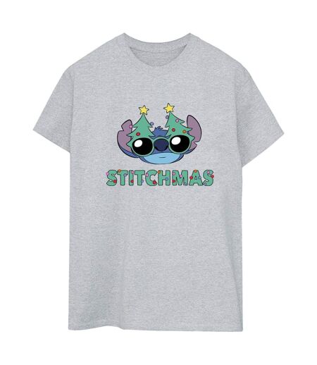 Disney Womens/Ladies Lilo & Stitch Stitchmas Glasses Cotton Boyfriend T-Shirt (Gris sportif) - UTBI30656