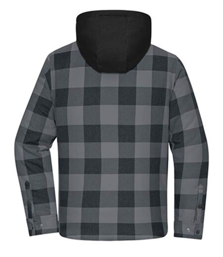 Veste surchemise à carreaux - Unisexe - JN1872 - noir et gris
