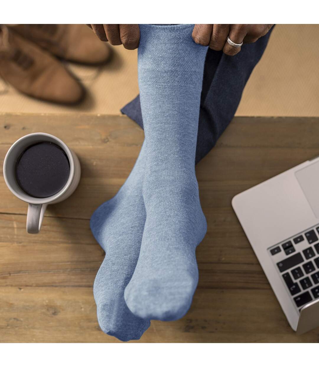 6 Pack Mens Non Elastic Soft Top Cotton Diabetic Socks-5