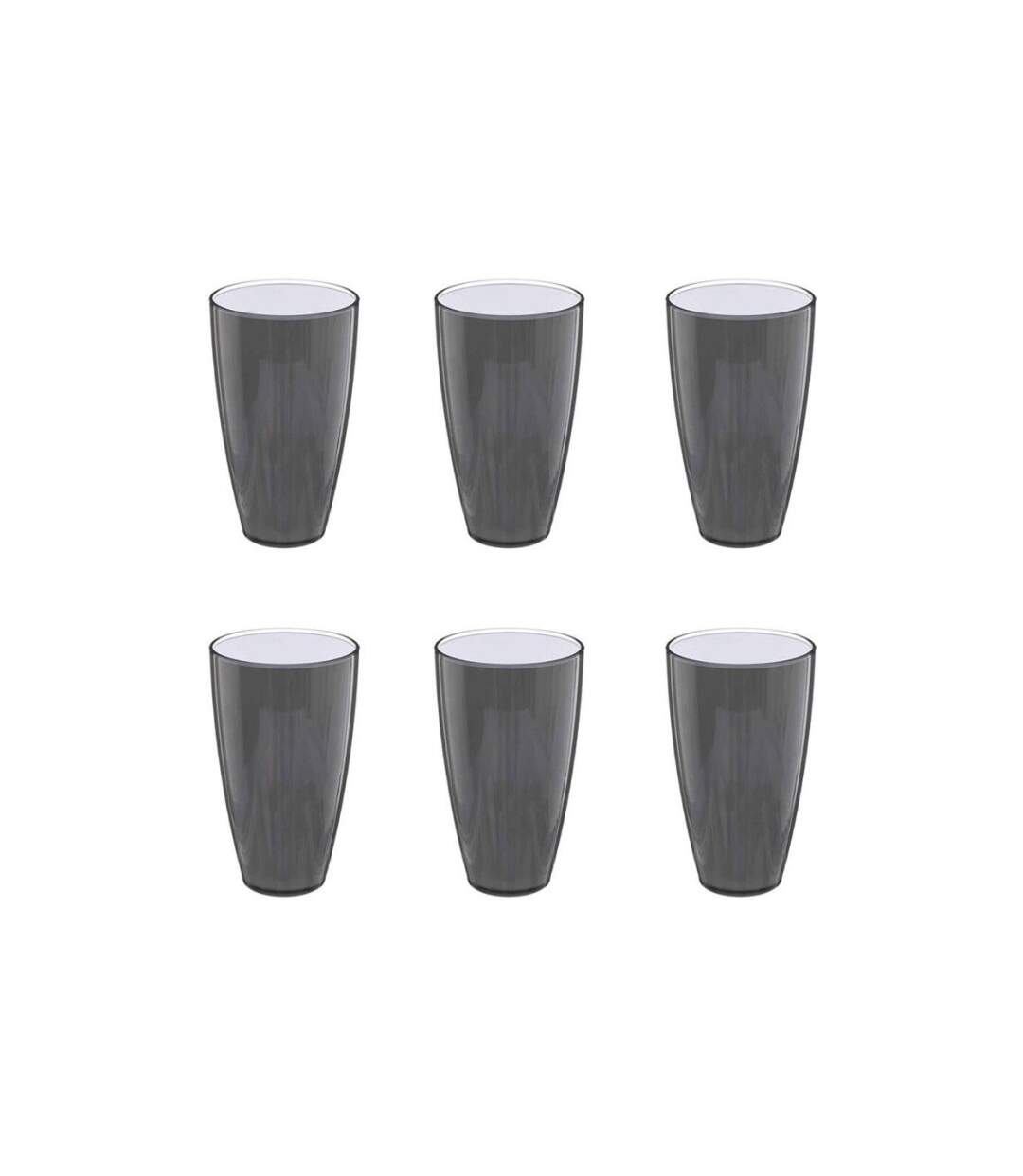 Lot de 6 Verres en Plastique Réutilisable Square 50cl Gris Charbon-1