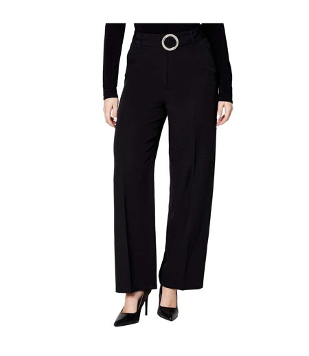 Womens/ladies buckle straight leg trousers black Dorothy Perkins