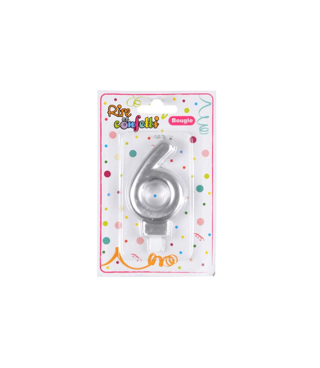 Bougie d'Anniversaire Chiffre 6 7cm Argent-2