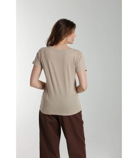 Tee shirt col v manches courtes femme Maddy Taupe Clair | Gerard Pasquier