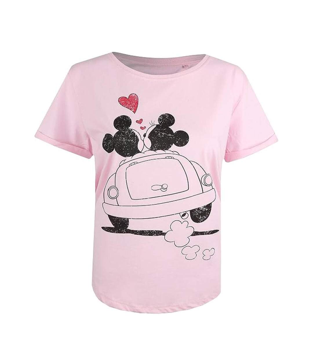 T-Shirt rose femme disney mickey & minnie hearts-2