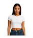 Womens/ladies Combed Cotton Crop T-shirt White Casual Classics-1
