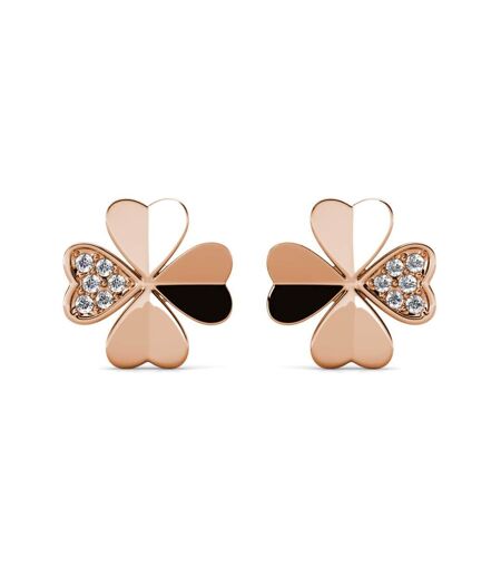 Boucles d'oreilles Clover Petal - Or Rosé et Cristal