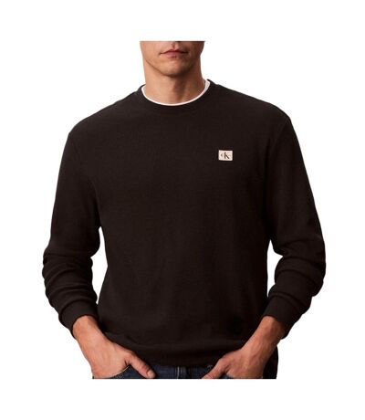Sweat noir homme calvin klein jeans waffle badge - l