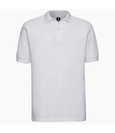 Russell Mens Polycotton Pique Hardwearing Polo Shirt (White)