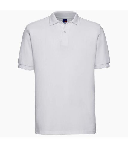 Russell Mens Polycotton Pique Hardwearing Polo Shirt (White)