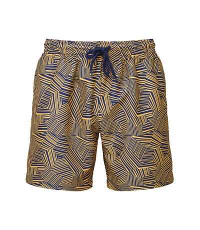 Mens patterned swim shorts navy/mustard Wombat