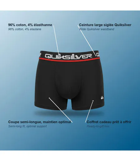 QUIKSILVER Licence Officielle Boxers Homme Pack de 4 Coffret Cadeau