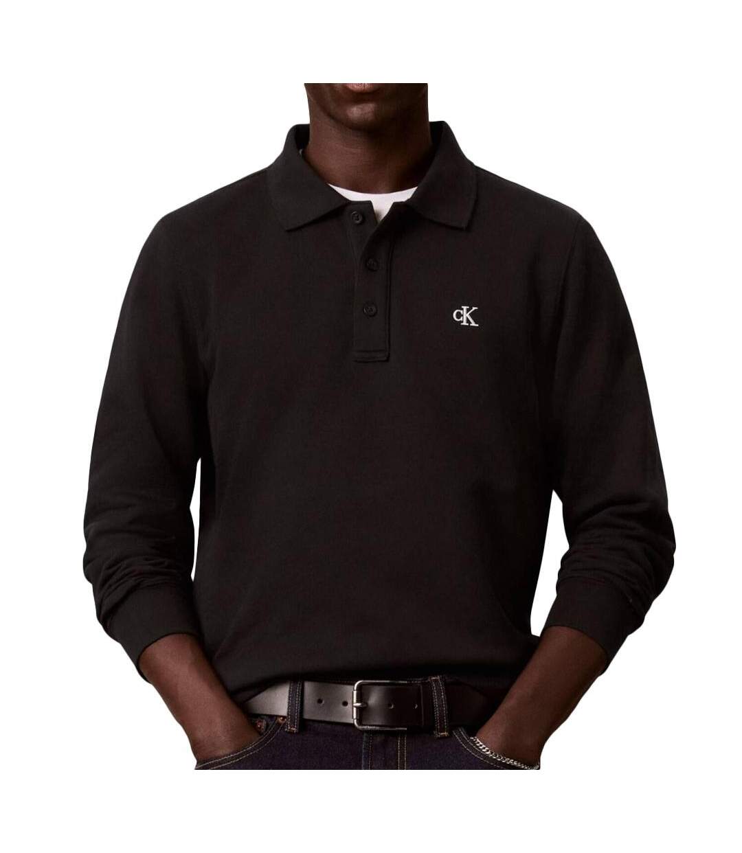 Polo noir homme calvin klein jeans monog-1