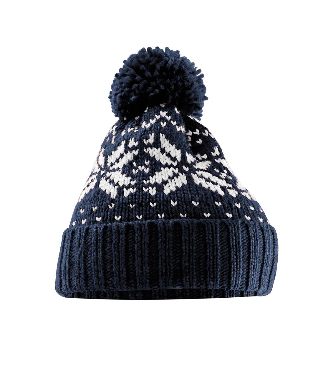 Bonnet Bleu Marine Blanc Beechfield-1