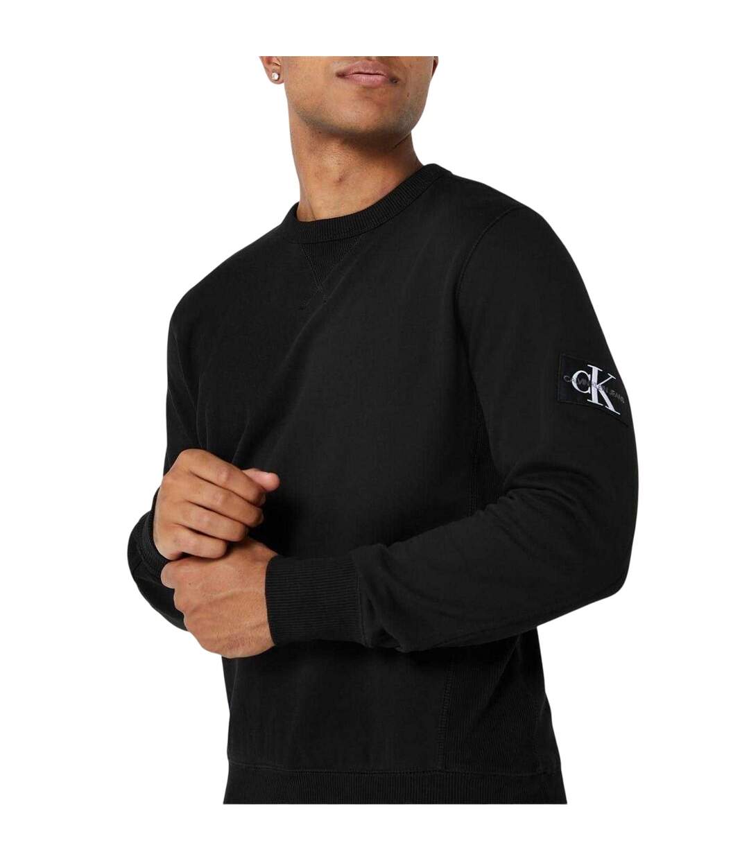Mens Badge Crew Neck Sweatshirt Black Calvin Klein-3