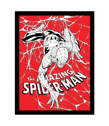 Spider-Man - Poster encadré (Rouge / Blanc / Noir) (40 cm x 30 cm) - UTPM8547