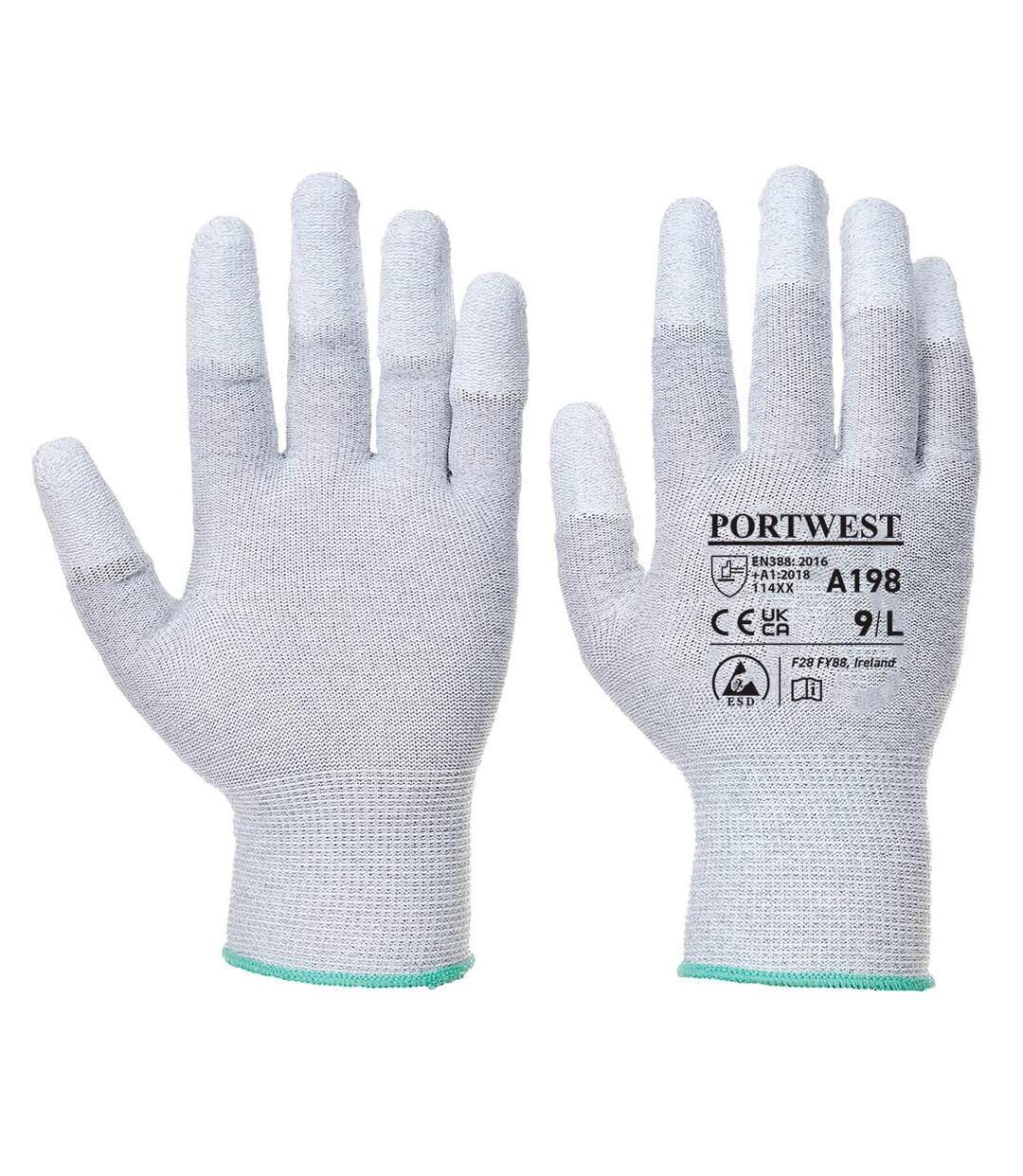 Unisex adult a198 pu fingertip grip gloves xxs grey Portwest-1