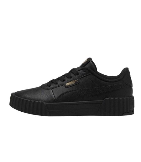 Childrens/kids Carina 3.0 Platform Trainers Black Gold Puma
