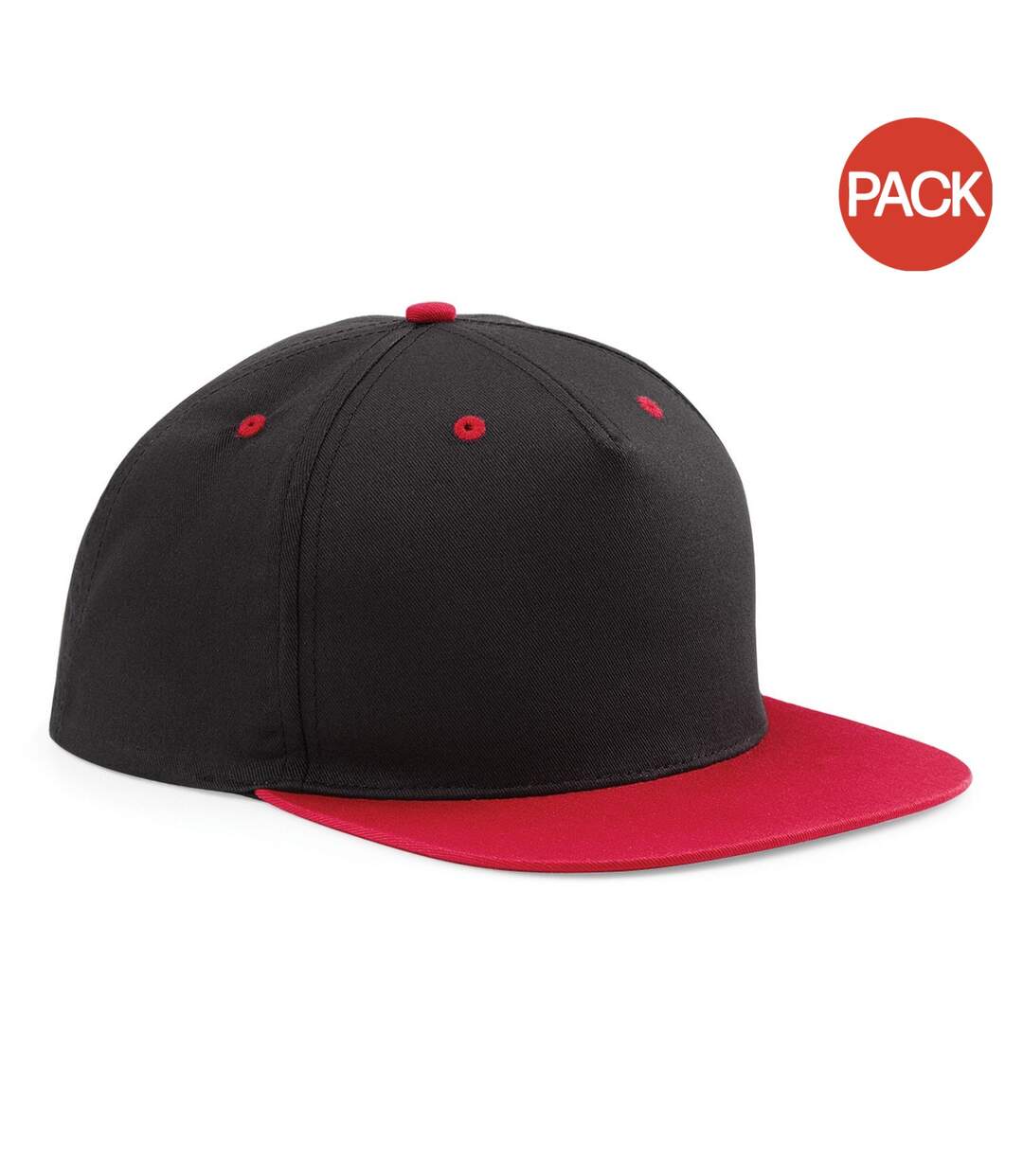 Lot de 2  casquettes adulte noir/rouge Beechfield-1