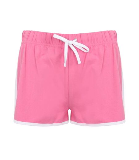 Short de sport rétro femme rose/blanc Skinni Fit