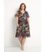 Robe courte évasée volantée voile imprimé-1