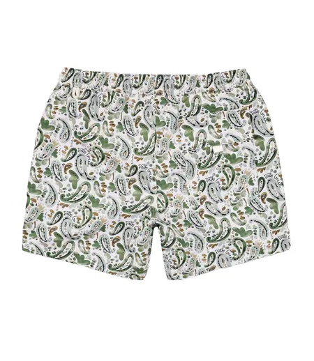 Mens Paisley Regular Swim Shorts Stone Print Pretty Green