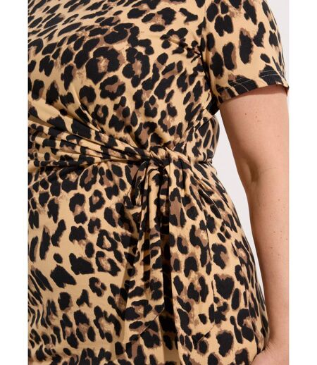 Robe courte en jersey imprimé léopard