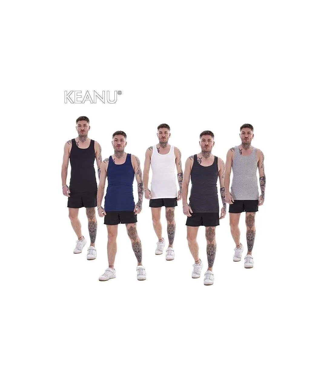Débardeurs Motif/style Côtelé Homme Noir Gris Blanc Bleu Marine Keanu-2