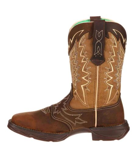 Womens/ladies Rebel Full Grain Leather Cowboy Boots Nicotine Brown Durango