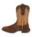 Womens/ladies Rebel Full Grain Leather Cowboy Boots Nicotine Brown Durango-2