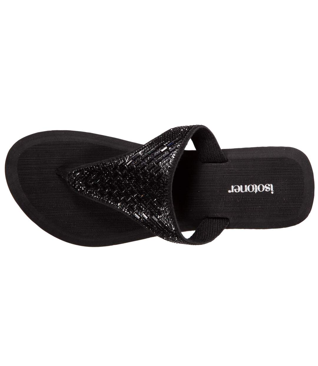 Isotoner Tongs femme à talon 4 cm, tiges larges et perlées-2