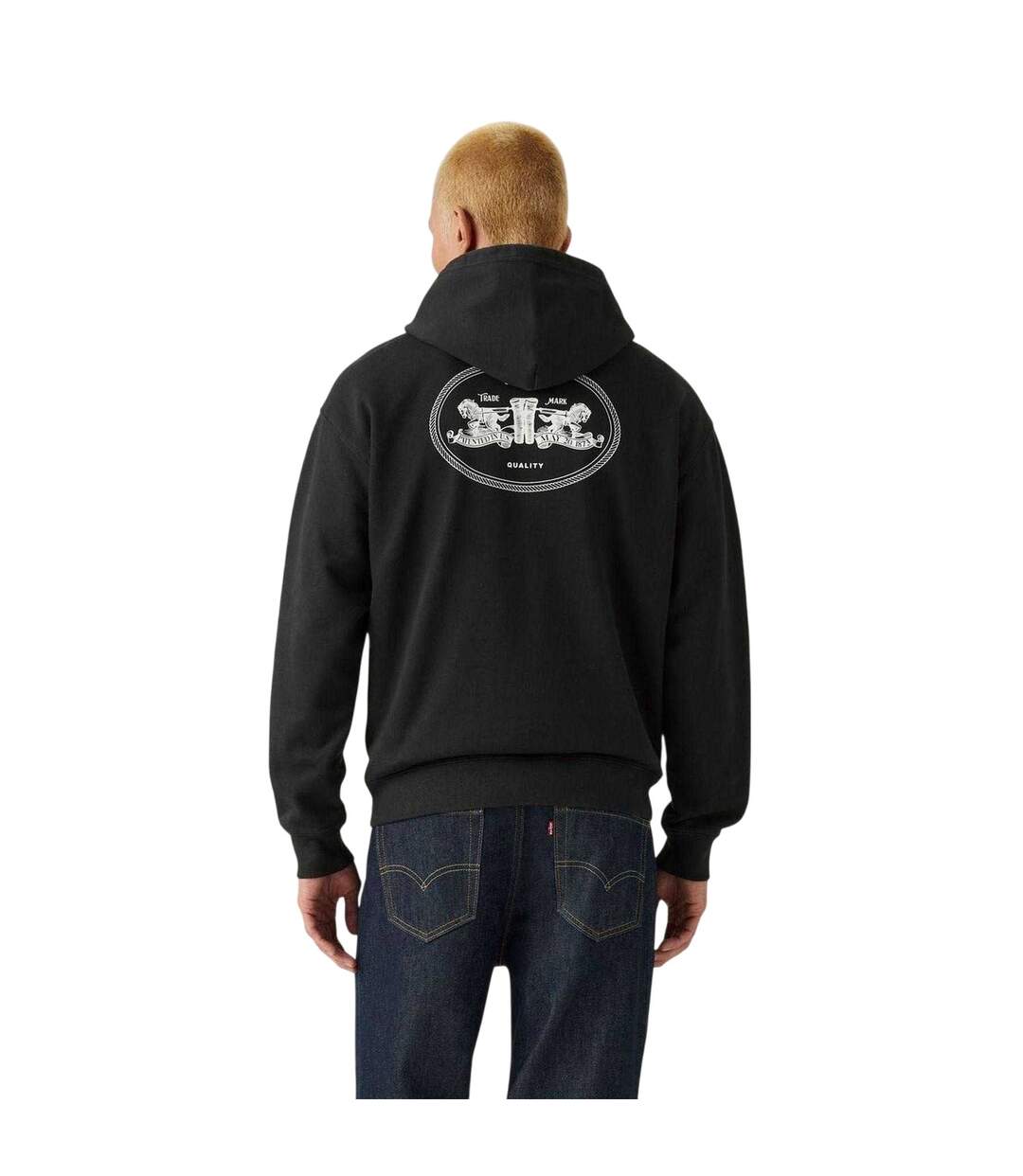Mens Batwing Logo Cotton Blend Relaxed Fit Hoodie Black Levis-3