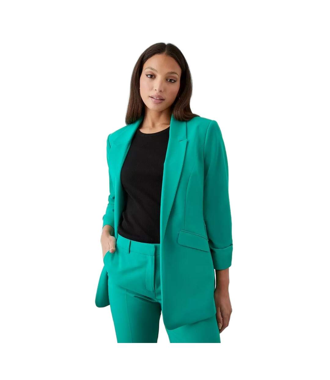 Womens/ladies tall ruched blazer green Dorothy Perkins-1