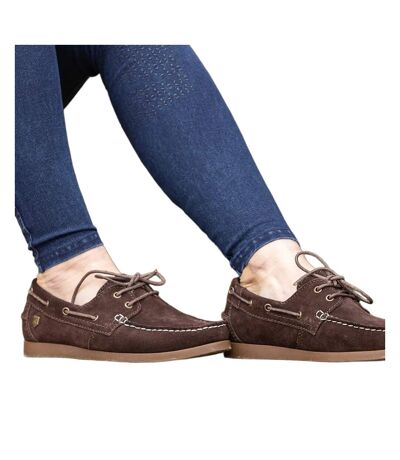 Womens/ladies Savona Calf Suede Deck Shoes Chocolate Hy